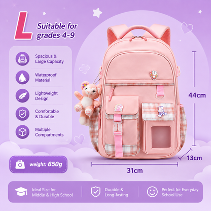 Waterproof Kids School Backpack | Lightweight Book Bag for Girls & Boys